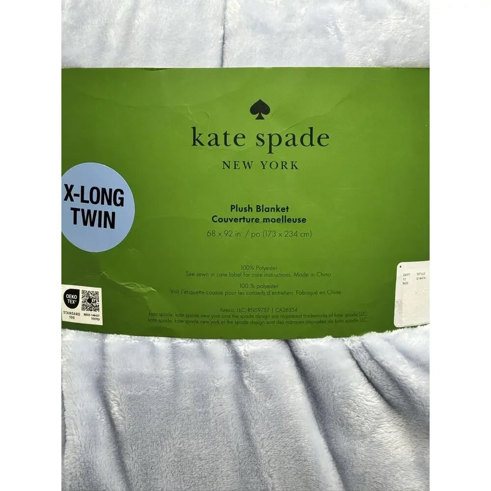 Light Blue OEKO-TEX Certified Blanket Throw Kate Spade